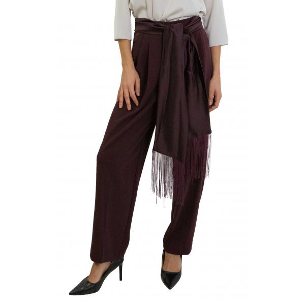 Pantaloni palazzo a vita alta con frange Imperial